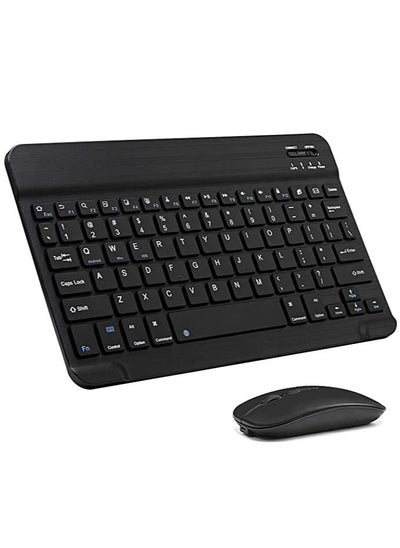 اشتري Arabic and English Bluetooth Keyboard and Mouse Combo, Ultra-Slim Portable Compact Wireless Mouse Keyboard Set for IOS Android Windows Tablet Phone iPhone iPad Pro Air Mini (Black) في الامارات