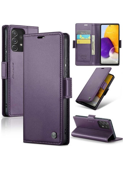 Buy CaseMe Flip Wallet Case For Samsung Galaxy A72 5G RFID Blocking PU Leather Wallet Flip Folio Case with Card Holder Kickstand Shockproof Phone Cover - Purple in Egypt