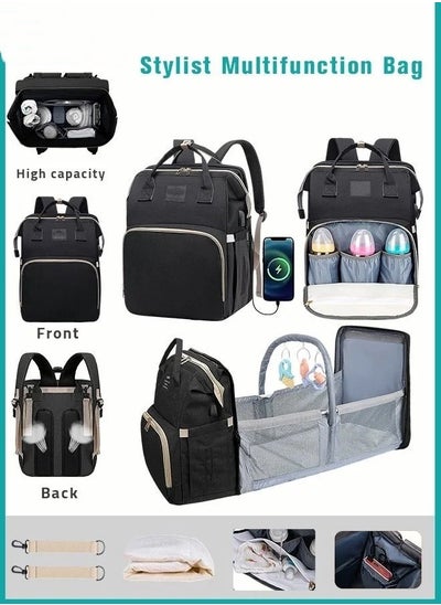 Buy Baby Diaper Bag Backpack, Multifunction Diapers Changing Station & Toy Bar for Outdoor and Travel, Infant Shower Gifts, Large Capacity, USB Port, 3 Toys in Saudi Arabia