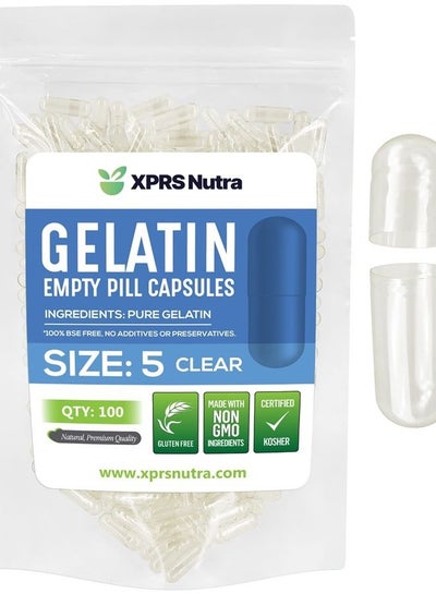 Buy Size 5 Empty Capsules - 100 Count Clear Very Small Empty Gelatin Capsules - Empty Pill Capsules for DIY Capsule Filling - Fillable Pill Capsules Empty Gel Caps in UAE
