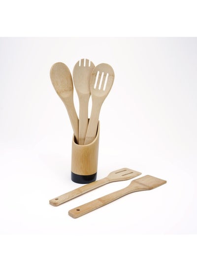 Buy Nowra 6-Piece Bamboo Utensils W/Stand -Natural in UAE