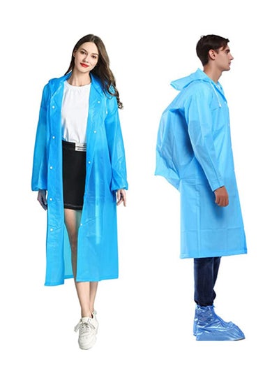 Buy Raincoat, 2 Pack Portable EVA Backpack and Long Rain Coats Reusable Poncho with Hood Elastic Cuff Sleeves for Men Women Travel, Songkran, Amusement Park, Rainy day in Saudi Arabia