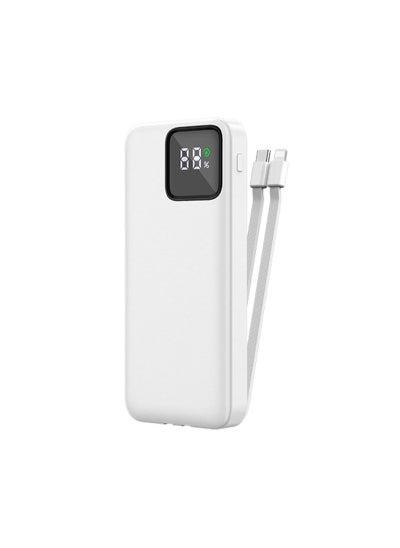 Buy LED Display 22.5W 20000mAh Power Bank With Built-In Cable - White in UAE