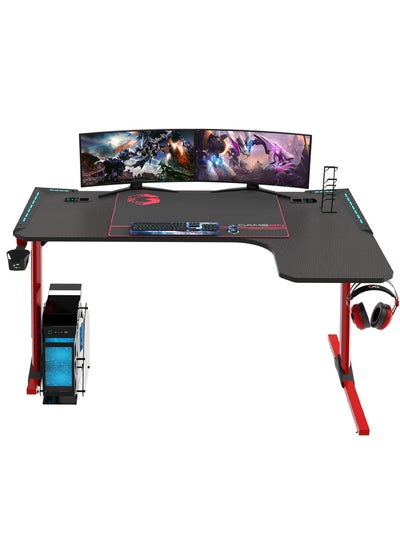 Buy GAMEON Phantom XL-R Series L-Shaped RGB Flowing Light Gaming Desk (Size: 1400-600-720mm) With (800 * 300 * 3mm - Mouse pad), Headphone Hook, Cup Holder, Qi Wireless Charger & USB Hub - Black in UAE