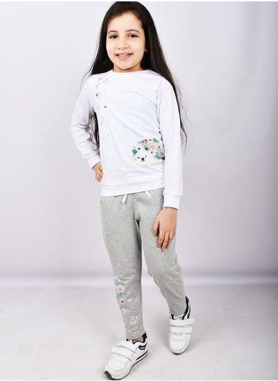 Buy Girls' set of two pieces multi-size white and gray in Saudi Arabia