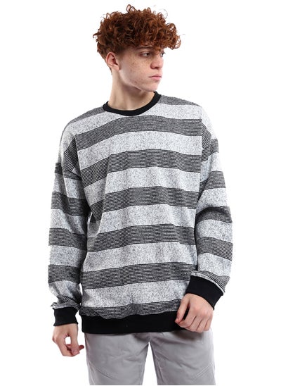 اشتري Long Sleeves Striped Grey & Black Winter Sweatshirt في مصر