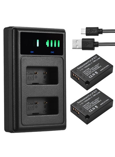Buy LP-E17 Battery Charger with LED Indicators + 2pcs LP-E17 Batteries 7.4V 1500mAh with USB Charging Cable Replacement for Canon EOS 200D/ 750D/ 760D/ 800D/ 8000D/ M3/ M6/ T6i cameras in UAE