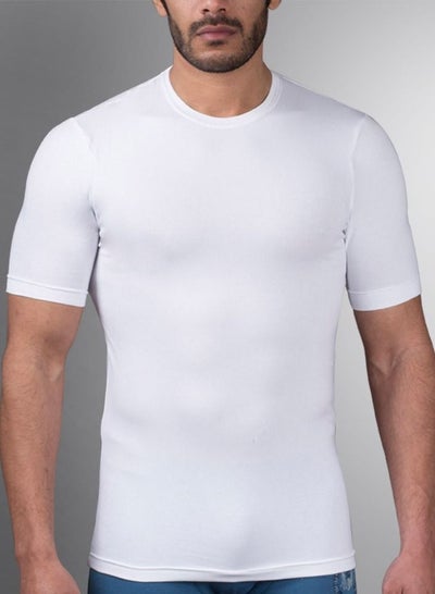 اشتري Masters Men Undershirt Round Neck Half Sleeves Cotton Stretch - White في مصر