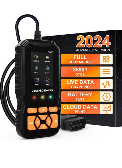 Buy 2024 Professional OBD2 Scanner Diagnostic Tool Enhanced Auto Check Engine with Read/Erase Fault Code, 35,901 DTCs, Cloud Data Print, Code Reader Scanner for Cars After 1996 in Saudi Arabia