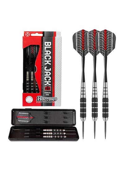 اشتري Harrows Black Jack Stainless Steel Tip Darts Set 18g, 20g, 22g & 24g - Inlcudes Speedline Shafts, Supergrip Flights & Travel Case في الامارات