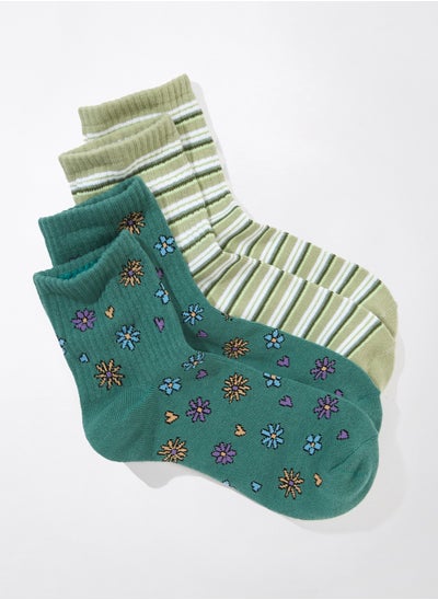 Buy AE Daisy Striped Boyfriend Sock 2-Pack in Egypt