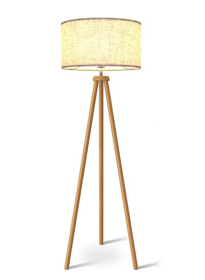 Buy Wooden Tripod Floor Lamp White Floor Light with E27 Bulb in UAE