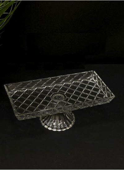 Buy A multi-use Glass Serving Dish with a Base for Sweets and Fruits 27*14*10 in Saudi Arabia