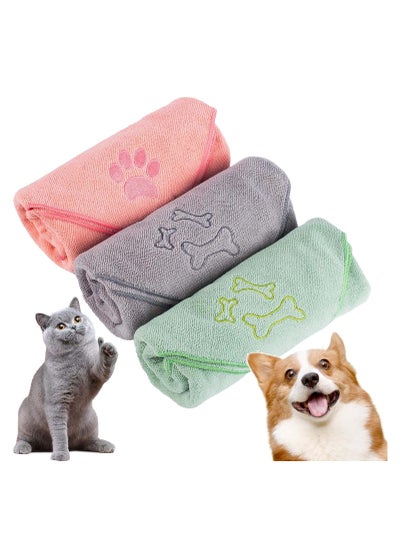 Buy 3Pcs Microfiber Dog Towel Large Pet Bath Towels Bathing Supplies Beach Accessories Quick Fast Drying Super Absorbent Lightweight Cat and Puppy Shower Essentials for Muddy Paw in Saudi Arabia