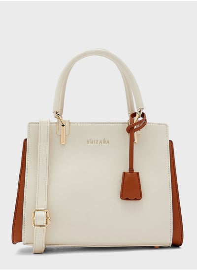 Buy Tote Handbag With Contrast Detail in Saudi Arabia