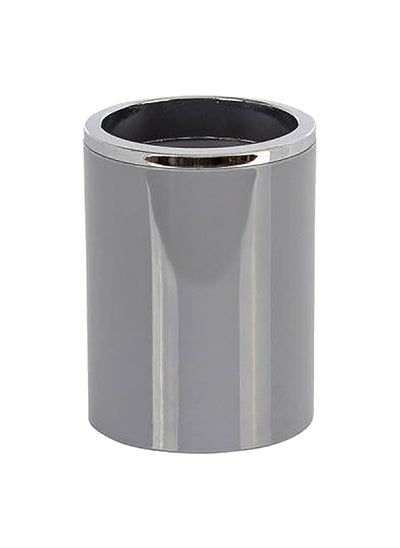 Buy Lenox Glossy Finish Round Toothbrush Holder Grey 10.5 x 8 x 8 cm in Saudi Arabia