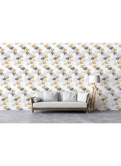 اشتري Ginkgo Biloba Flowers Seamless Pattern Fabric Wallpaper Covers An Area ​​Up To 4.2Mx3M With Adhesive And Smoothing Tool في مصر