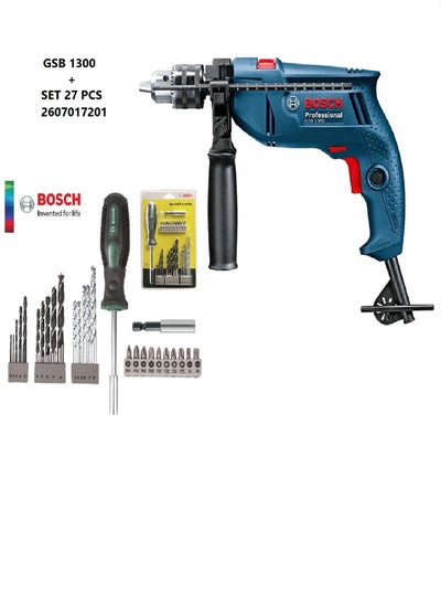 Buy Bosch Professional Drill 550W 13mm GSB 1300 With Screwdriver Bit Set Of 27 Pieces in Saudi Arabia