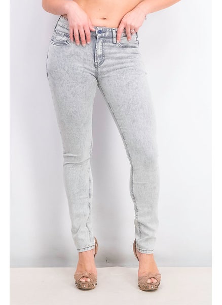 Buy Women Skinny Fit Mid Rise Skim Jeans, Grey in Saudi Arabia