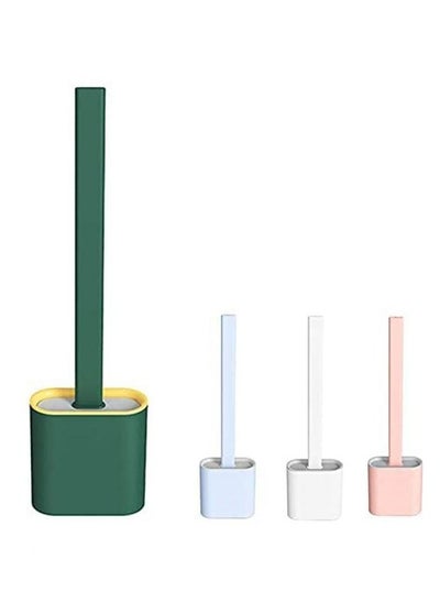 Buy Durable Effortless Silicone Long Handle Toilet Brush with Holder& Seamless Hook,Creative Compact Freestanding Toilet Cleaning Bowl Brush Set for Bathroom Organization（Random Color） in UAE