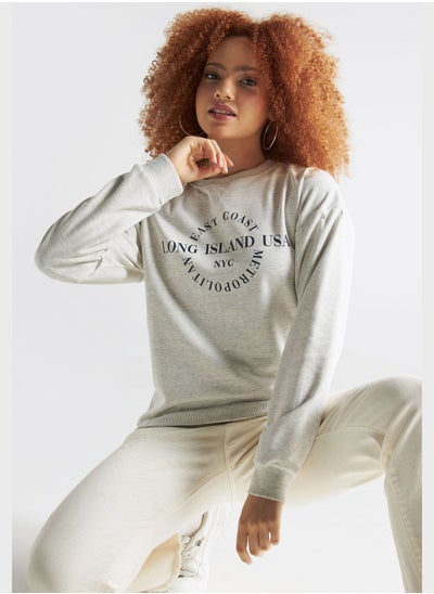 Buy Printed Crew Neck Sweatshirt in Saudi Arabia