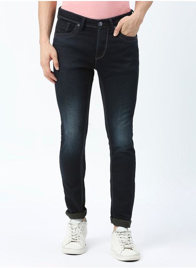 Buy Mid Rise Low Fade Jeans with Button Closure in Saudi Arabia