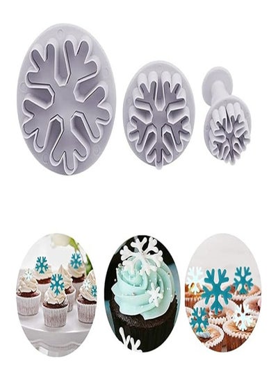 اشتري Home Clearance Sale 3 Pieces Snowflake Fondant Plunger Cutters Sugarcraft Cake Cookie Cutter Decorating Mold Toolsale في الامارات