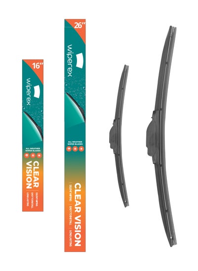 اشتري WiperEx Wiper Blades for Renault Koleos 2017 2018 2019 26" + 16" All Weather, Uniform Wiping, Premium Rubber, Perfect Fit, Silent, Reduced Wind Lift, No Marks (Set of 2) في الامارات