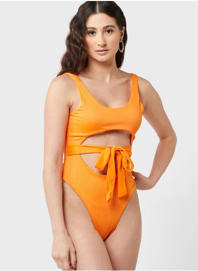 Buy Cut Out Detail Belted Swimsuit in Saudi Arabia