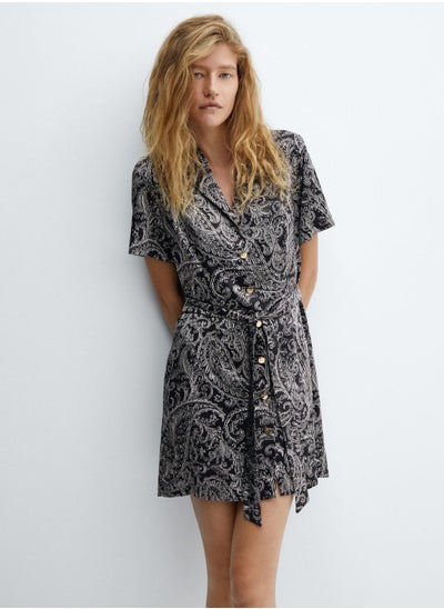 Buy Printed Tie Detail Dress in UAE