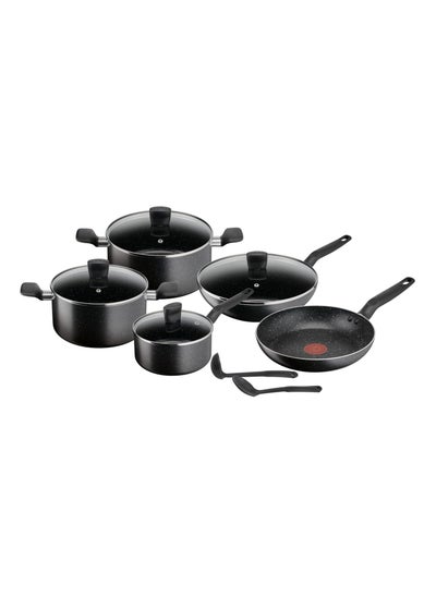 Buy TEFAL Dark Stone 11 pc set, Non-stick, stewpots 22/24/28 cm, saucepan 16 cm, frypans 20/28 cm, slotted spatula, Aluminium, B491BS85 in UAE