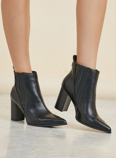 Buy Pointed Toe Block Heel Boots in Saudi Arabia