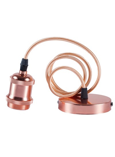 Buy Ceiling Pendant & Lamp Holder, Metal Pendant Light Fitting, E27 Lamp Holder, Fitting Set with Braided Fabric Cable (Rose Gold) in UAE