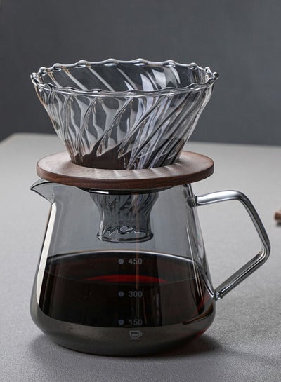 Buy V60 Pour Over Coffee Maker Set,600ML Coffee Server With Glass Coffee Dripper,2 in 1 Hand Drip Coffee Set Home or Office in UAE
