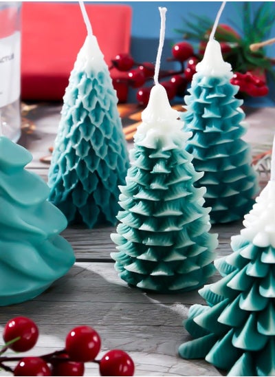 Buy 4 different sizes of Christmas tree shaped candles, Christmas tree scented candles, tree shaped candles, household candles, gifts, Christmas parties, holidays, New Year decorations in UAE