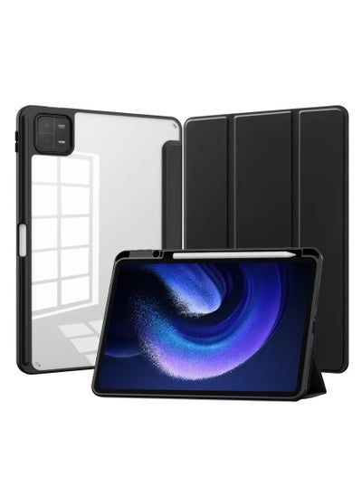 Buy Case For Xiaomi Pad 6/6 Pro 11 Inch Clear Shockproof Back Cover Built-in Pencil Holder Auto Sleep/Wake (Black) in Egypt