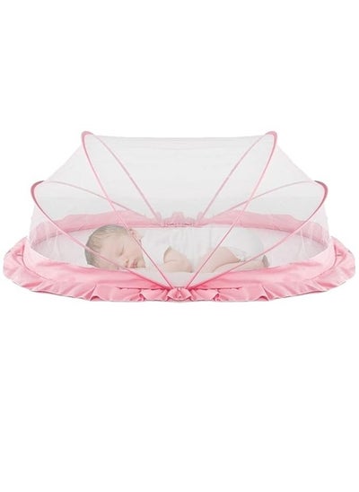 اشتري Foldable baby mosquito net for safe and easy use ensures safe sleep for your baby - Pink في مصر