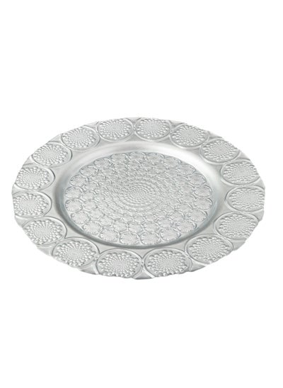 Buy Glass serving dish for sweets, chocolate, and fruits, multi-use, size 32cm, depth 3 cm in Saudi Arabia