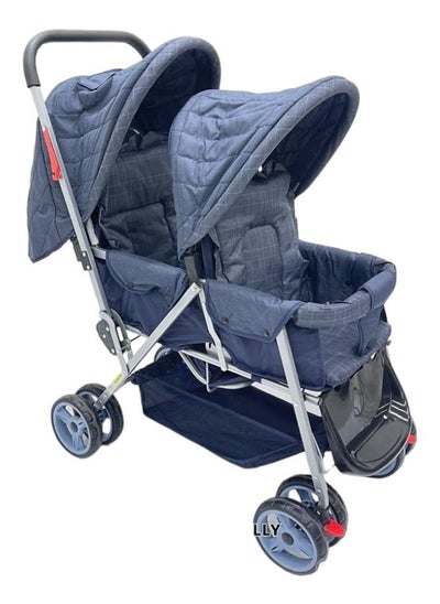 Buy Stylish & Foldable Twin Double baby Stroller with Carbon Steel Frame body  soft cushioned & Comfortable Seat Recline with Canopy in Saudi Arabia