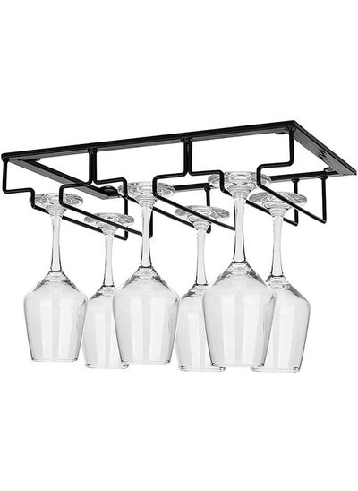 Buy Wine Glasses Rack, Under Cabinet Stemware Rack,Wine Glass Hanger Rack Wire Wine Glass Holder Storage Hanger for Cabinet Kitchen Bar (3 Rows) in UAE