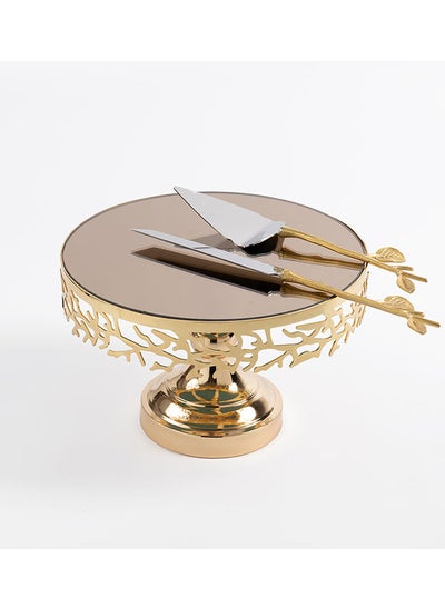 اشتري Mozaik Cake Tray, Gold - 28 cm في الامارات