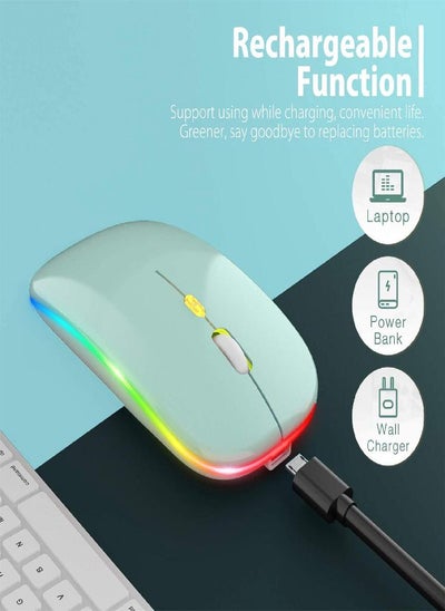 Buy LED Wireless Mouse Rechargeable Ultra Thin Silent Mouse 2.4G Portable Mobile Optical Office Mouse in Saudi Arabia