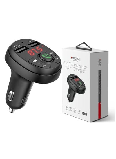 Buy Dual USB FM Transmitter Car Charger black in UAE