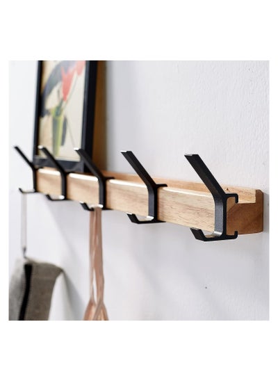 Buy Coat Hook Rail Wall Mounted Coat Rack-5 Double Hook, 15 Inch Aluminum, Metal for Coat Hat Towel Robes, Wooden Wall Hooks for Hanging Coat Hooks Hat Rack Towel Hooks Coat Hanger(Black 1PCS) in Saudi Arabia