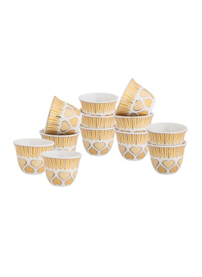 Buy arabic coffee set 12 piece set yellow color in Saudi Arabia