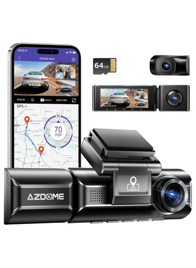 Buy 3 Channel Dash Cam M550, Built-in WiFi GPS, 2K+1080P+1080P Front, Rear & Cabin, 64GB Card Included, 3.19" IPS Screen, WDR, IR Night Vision, Parking Mode in UAE