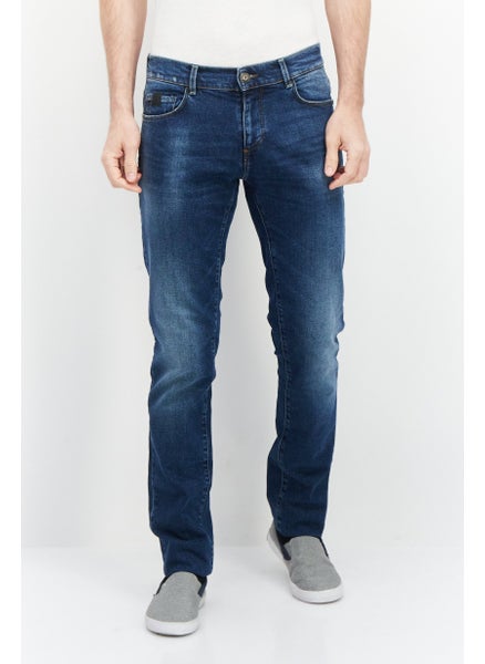 اشتري Men Regular Fit Wash Stretchable Denim, Navy Blue في الامارات