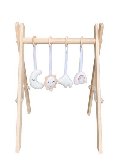 Buy Foldable Wooden Newborn Game Fitness Stand With Baby Teething Toys in Saudi Arabia