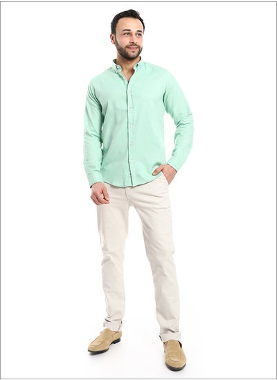 اشتري Solid Cotton Full Sleeves Casual Shirt_Mint في مصر