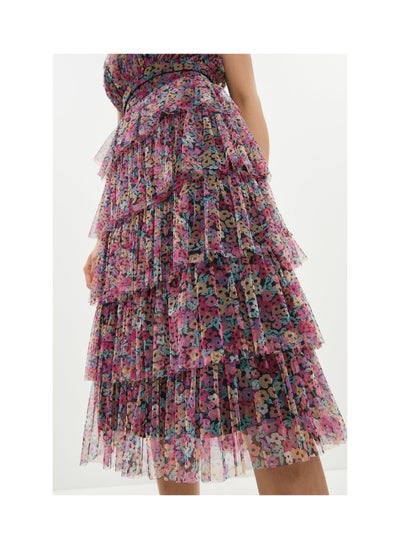 اشتري Floral Printed Tiered Midi Skirt في الامارات